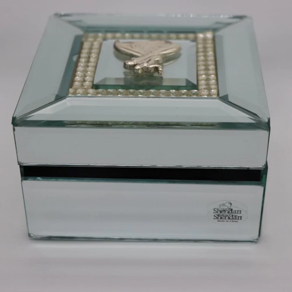 Sheridan jewelry box, delicate mirror glass decorative box with dancing figures